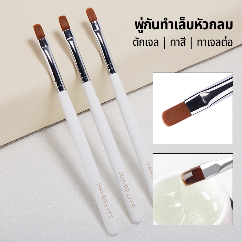 Nawoelite อุปกรณ์ทำเล็บ เครืองมือทำเล็บ เล็บ แปรงแต่งเล็บทรงกลมสีขาว แปรงคุณภาพดี ต้องมี สำหรับทุกประเภทงานทำเล็บ