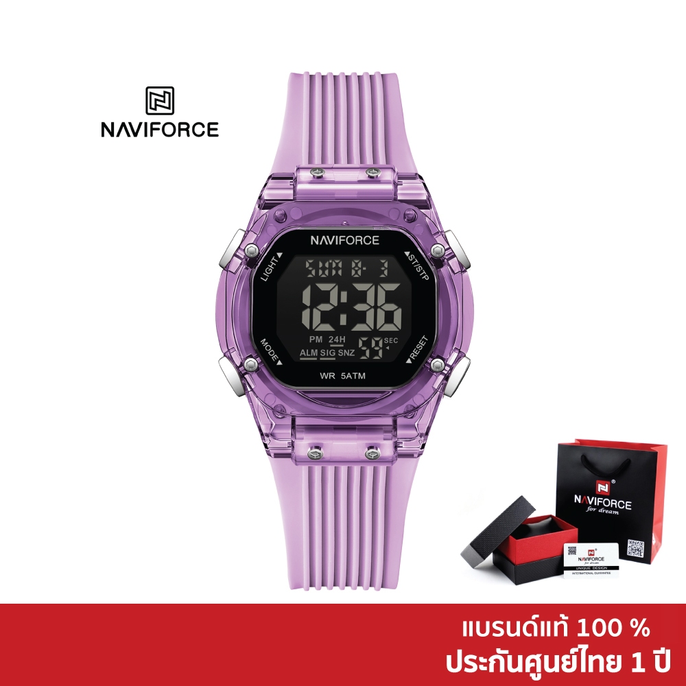 Naviforce นาฬิกาข้อมือผู้หญิง สปอร์ตแฟชั่น NF6114 สายซิลิโคน กันน้ำ ระบบดิจิตอล