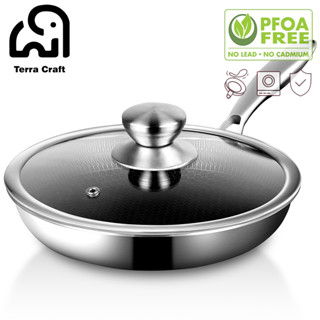 Terra Craft 316กระทะสแตนเลส กระทะนอนสติ๊กพร้อมฝาปิด 8/9.5/11…