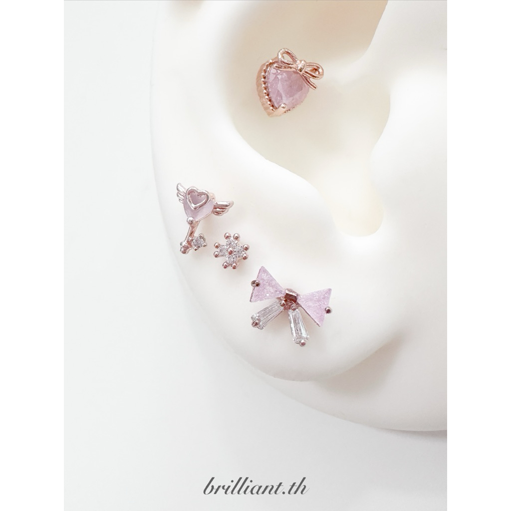 จิวหูเกาหลี ก้านแสตนเลสเกรดเครื่องมือแพทย์ Surgical Stainless Steel / Soft Starry - รูปที่ 5