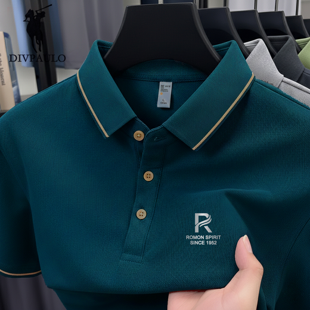 DIVPOLO 2321-Rเสื้อโปโลผู้ชาย สไตล์สปอร์ต แขนสั้น ผ้าฝ้ายแท้ ใส่สบาย เสื้อโปโล Unisex ผู้ชาย ผู้หญิง สีพื้น สไตล์มินิมอล – โปรปัง