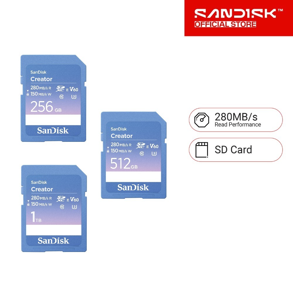 Sandisk Creator SD UHS-II Card 256GB 512GB 1TB (SDSDXEP-xxx-GNCIS)