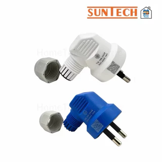 SUNTECH เต้าเสียบแบบขางอ 2 ขาสีขาว 3 ขาสีน้ำเงิน ขากลม มีเกลียวล็อคสาย มอก.166-2549 ปลั๊กเสียบ