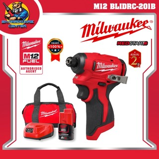 มิลวอกี้ Milwaukee ไขควงกระแทกไร้สาย 12V ขนาด 1/4" แรงบิด 192 Nm. รุ่น M12 BLIDRC-201B