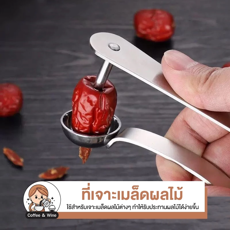 ที่เจาะเมล็ดผลไม้ ที่คว้านเมล็ด เจาะเมล็ดสำหรับ เชอร์รี่ ลำไย พุทรา แบบพกพา ทนทาน ที่แกะเมล็ด อุปกรณ์ในครัวอเนกประสงค์