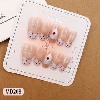 MY/MD เล็บปลอม สไตล์โมเดิรน สีลูกแก้วแคทอายใช้งานง่าย10 ชิ้น/ไซส์ XS/S/Mเซ็ตเล็บปลอม ฟรีกาวสิริโคนติดเล็บ เล็บปลอม