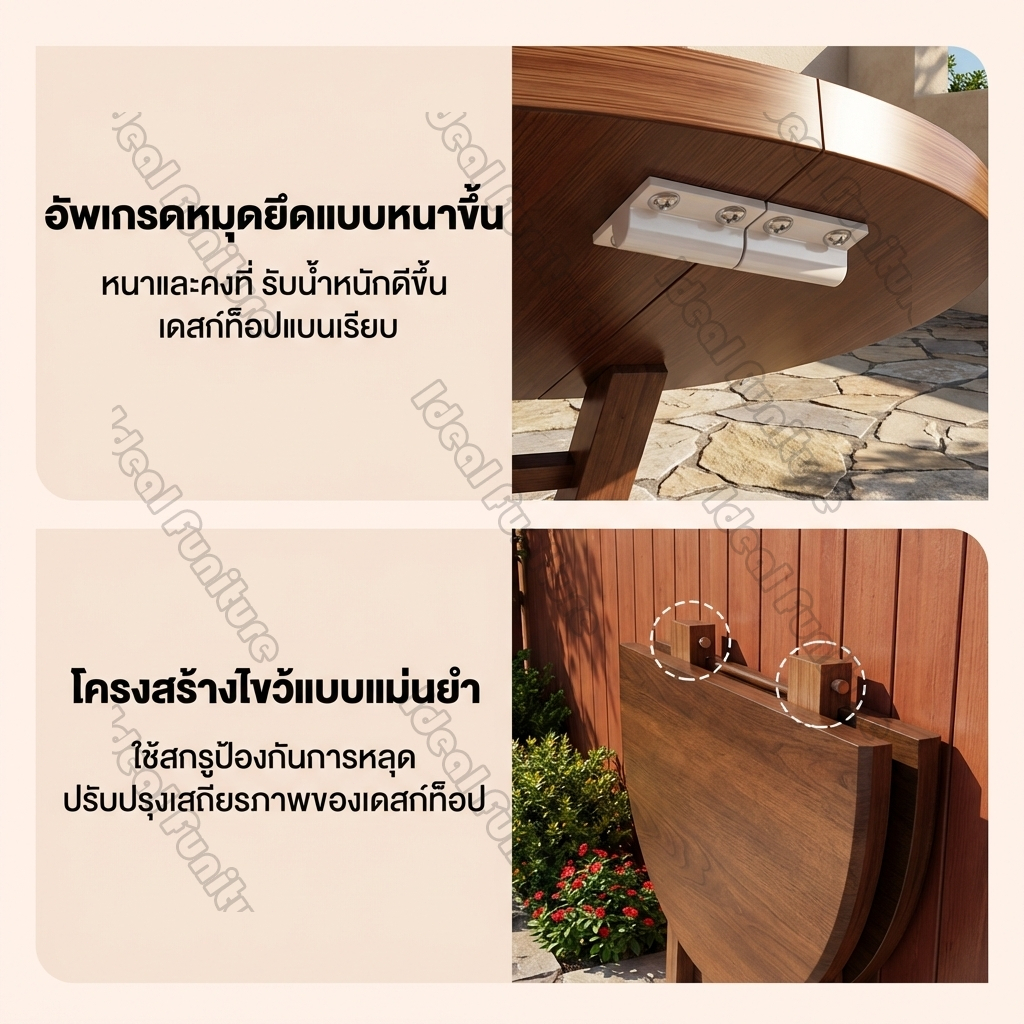 I&D โต๊ะกลมพับได้ กลางแจ้ง ขนาด 60 70 80 100 ซม. ประหยัดพื้นที่ ใช้งานง่าย ไม่ต้องประกอบ สำหรับสวนและระเบียง ราคา ถูกที่สุด ดีลบีเคเค แกลเลอรีภาพที่ 9
