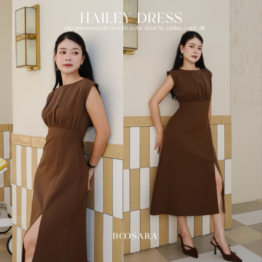 BOOSARA : Hailey Dress ชุดเดรสแขนกุด กระโปรงทรงพริ้ว เรียบหรู ดูดีดูแพง - BSR C.
