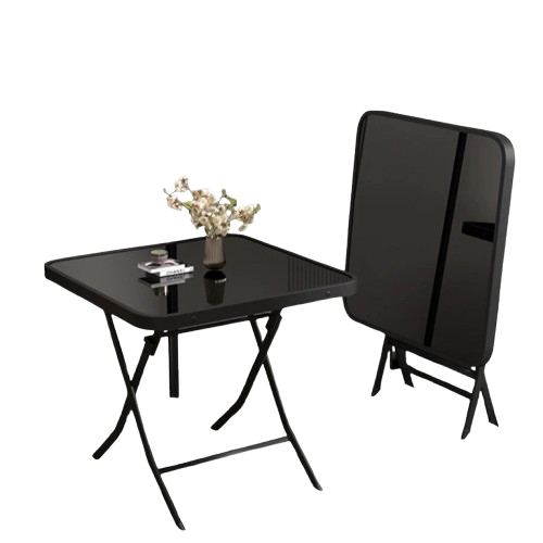 โต๊ะรับประทานอาหาร โต๊ะกาแฟคาเฟ่หน้าท็อปกระจก รุ่น DD123 โต๊ะกลมพับเก็บได้ ประหยัดพื้นที่