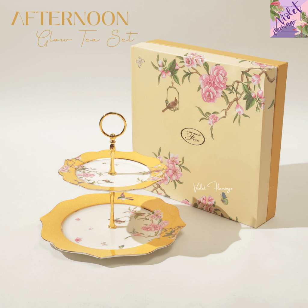 Violet Flamingo – Afternoon Glow Tea Set  ชุดน้ำชาลายดอกไม้โทนเหลืองอบอุ่น วัสดุโบนไชน่า มาพร้อมกล่องของขวัญสุดพรีเมี่ยม ราคา ถูกที่สุด ดีลบีเคเค แกลเลอรีภาพที่ 8