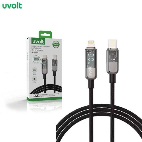 Uvolt สายชาร์จ & โอนข้อมูล Digital WC-108C TypeC 100W ยาว 1.2M