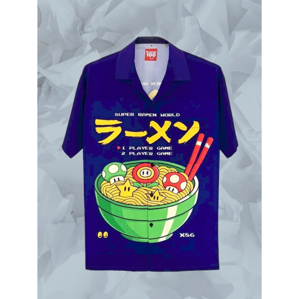 เสื้อเชิ้ตฮาวายไหมอิตาลี่ ลายยัมมี่ยัมมี่