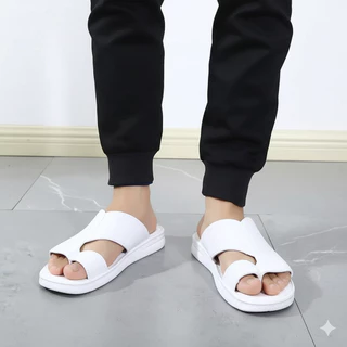 NUFESHOES-07 รองเท้าแตะผู้ชายสไตล์วินเทจผู้ชาย พื้นนุ่ม ใส่เทห์ วัสดุPVC