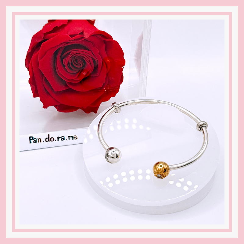 [พร้อมส่ง สินค้าแท้ 💯] กำไลหัวเปิดโรส Two-tone Sun & Moon Open Bangle