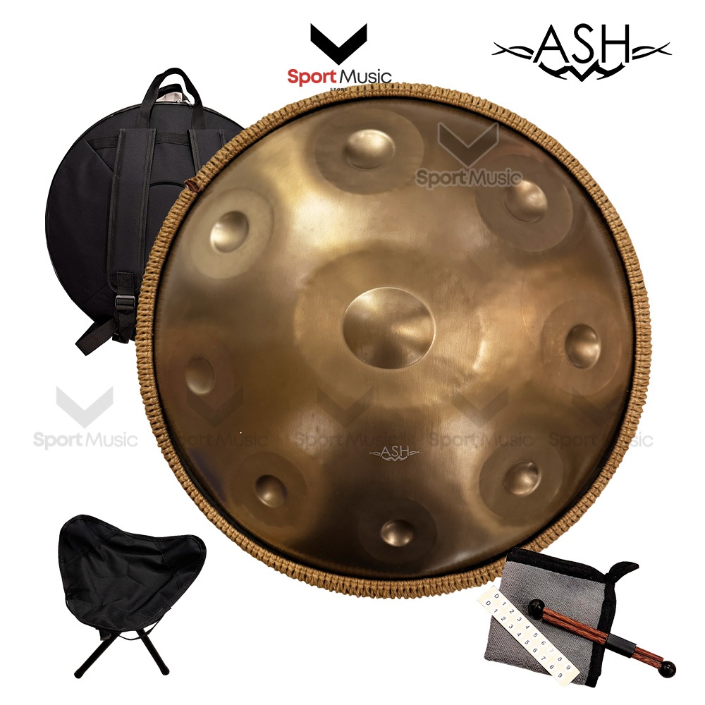 ASHs Handpan Drum ขนาด 22" นิ้ว 9 note พร้อมกระเป๋า ขาตั้ง ไม้ตี คู่มือ - แฮนด์แพน ดนตรีโยคะ Yoga Dr