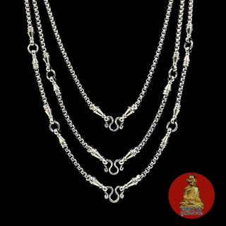 สร้อยสแตนเลสแท้ ลายผ่าหวายแต่งหัวจรวด ห้อยพระ 1-5 องค์ ขนาด …