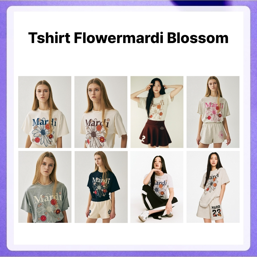 Mardi Mercredi Tshirt Flowermardi Blossom (Grey Ivory, Oatmeal Pink, Navy Ivory, Cream Burgundy, Cream Vintage)