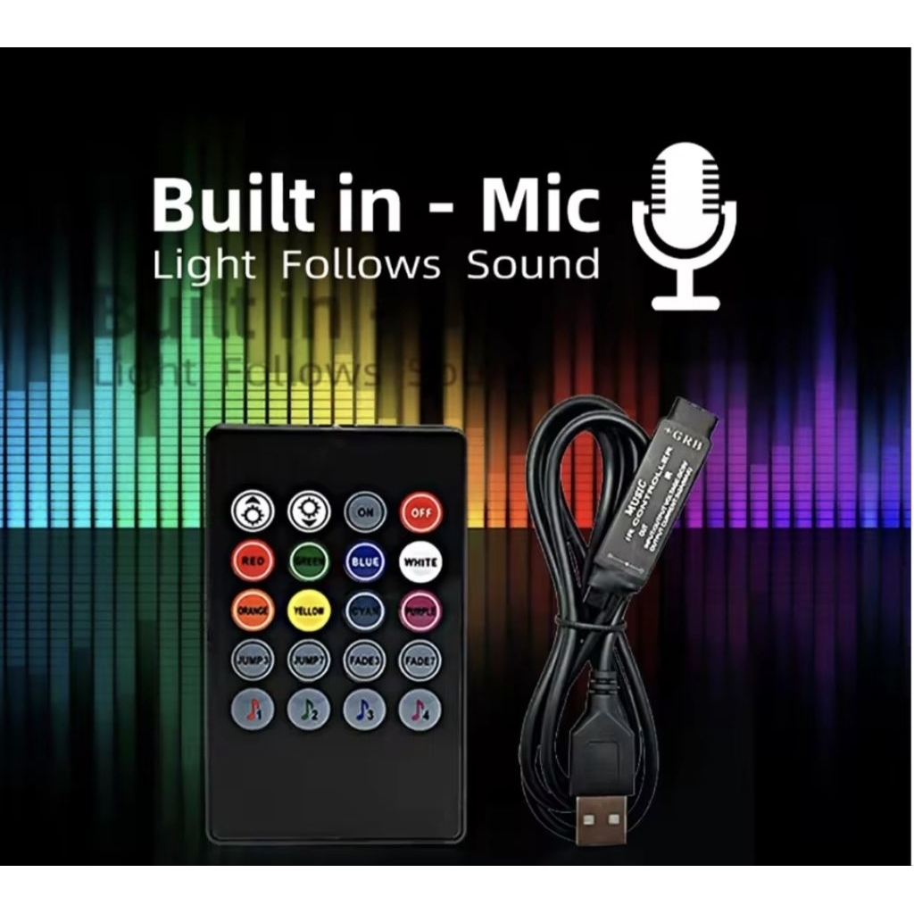 รีโมท ควบคุมไฟ Led ซิงค์ตามเสียงเพลง IR RGB USB 5V พร้อมรีโมทคอนโทรล20โหมด เฉพาะ รีโมทกับกล่องไฟ ไม่มีไฟเส้น