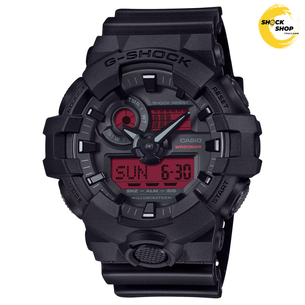 CASIO G-SHOCK นาฬิกาข้อมือผู้ชาย รุ่น GA-700BBR-1A ซีรีส์ GA-700 วัสดุเรซิ่น สีดำ จีช็อค