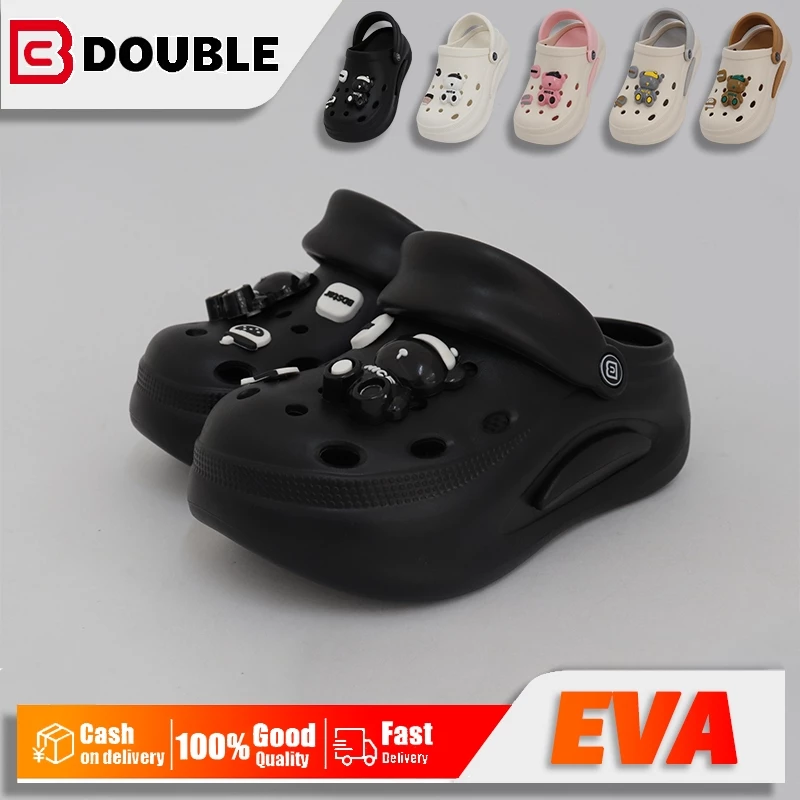 รองเท้า BB DOUBLE รุ่น BDE738 ด้านนอกสวมใส่ ใหม่ลื่นยชายหาดแฟชั่นความสูง อีวา กระเป๋าหัวรองเท้าแตะฤดูร้อน