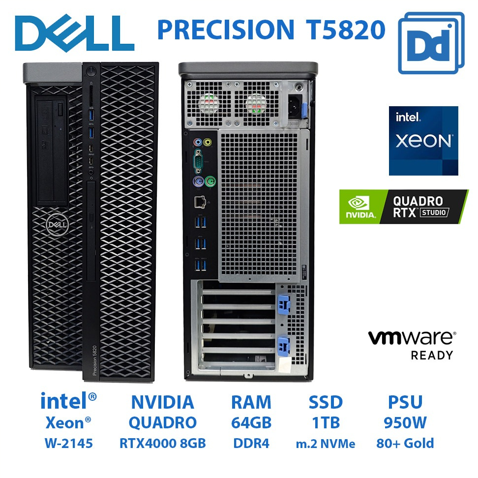 คอมทำงาน DELL PRECISION 5820 Workstation intel Xeon W-2140b 8C/16T NVIDIA Quadro RTX 4000 8GB RAM 64