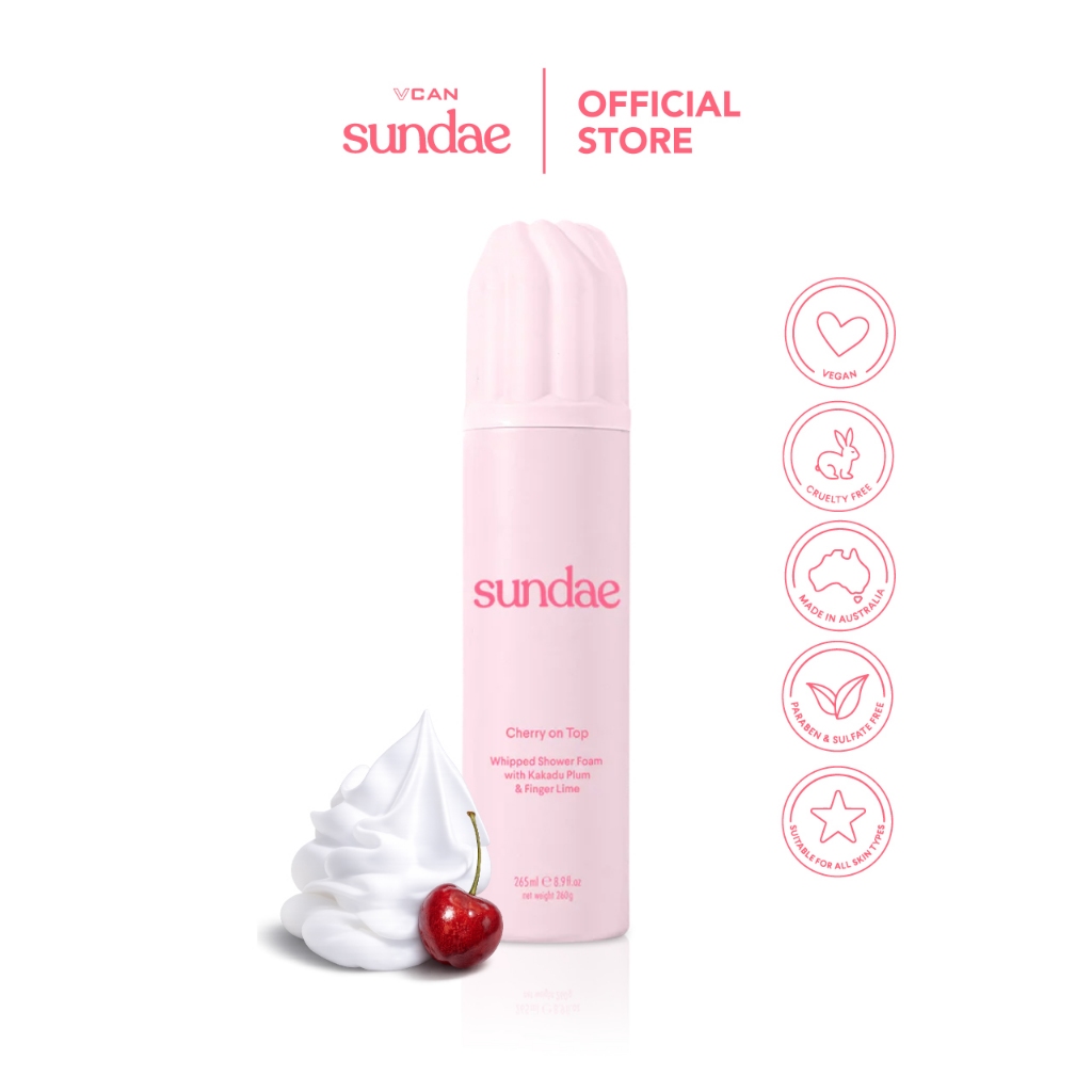Sundae Whipped Shower Foam Cherry On Top 260g. ซันเด วิปโฟมอาบน้ำ กลิ่นเชอร์รี ออน ท็อป