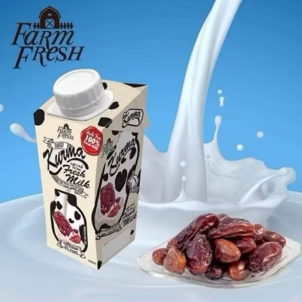 [ 1 คำสั่งซื้อ / 1 ลังนะคะ ] ยกลัง 24 กล่อง นมสดอินทผลัม Farmfresh 200 มล.