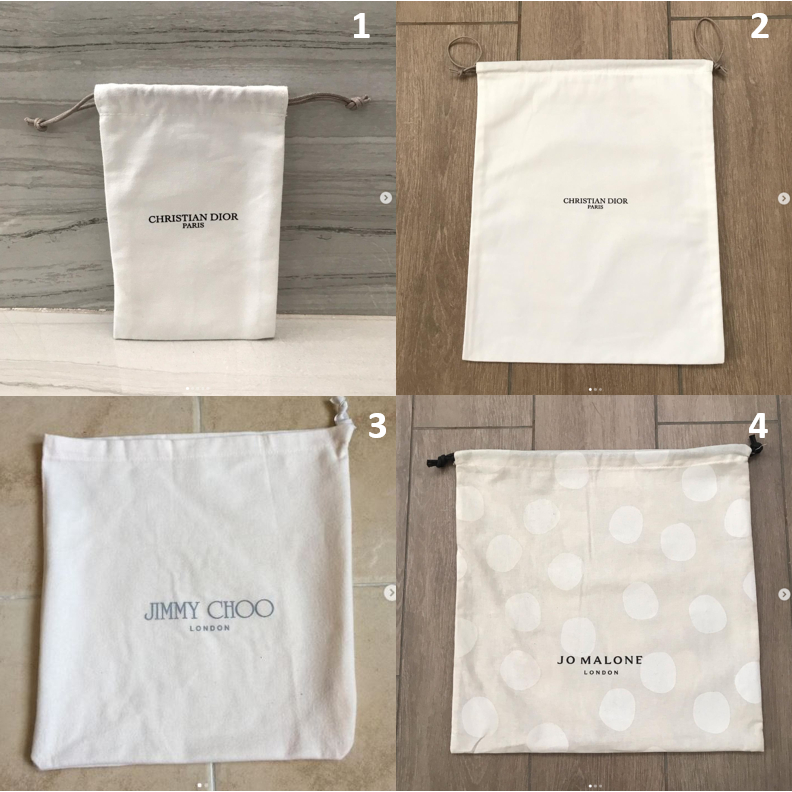 ถุงผ้า ถุงผ้าหูรูด แบรนด์ Dior , JIMMY CHOO และ Jo malone ของแท้ ช่วยป้องกันของข้างใน ใส่กระเป๋า เคร