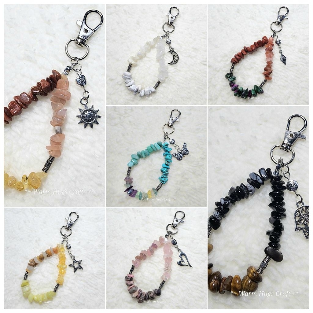 Keychain >> พวงกุญแจหินนำโชค หินมงคลประจำวันเกิด 🔮 | พวงกุญแจประจำวันเกิด เครื่องรางเสริมพลัง เสริมดวงวันเกิด สายมู