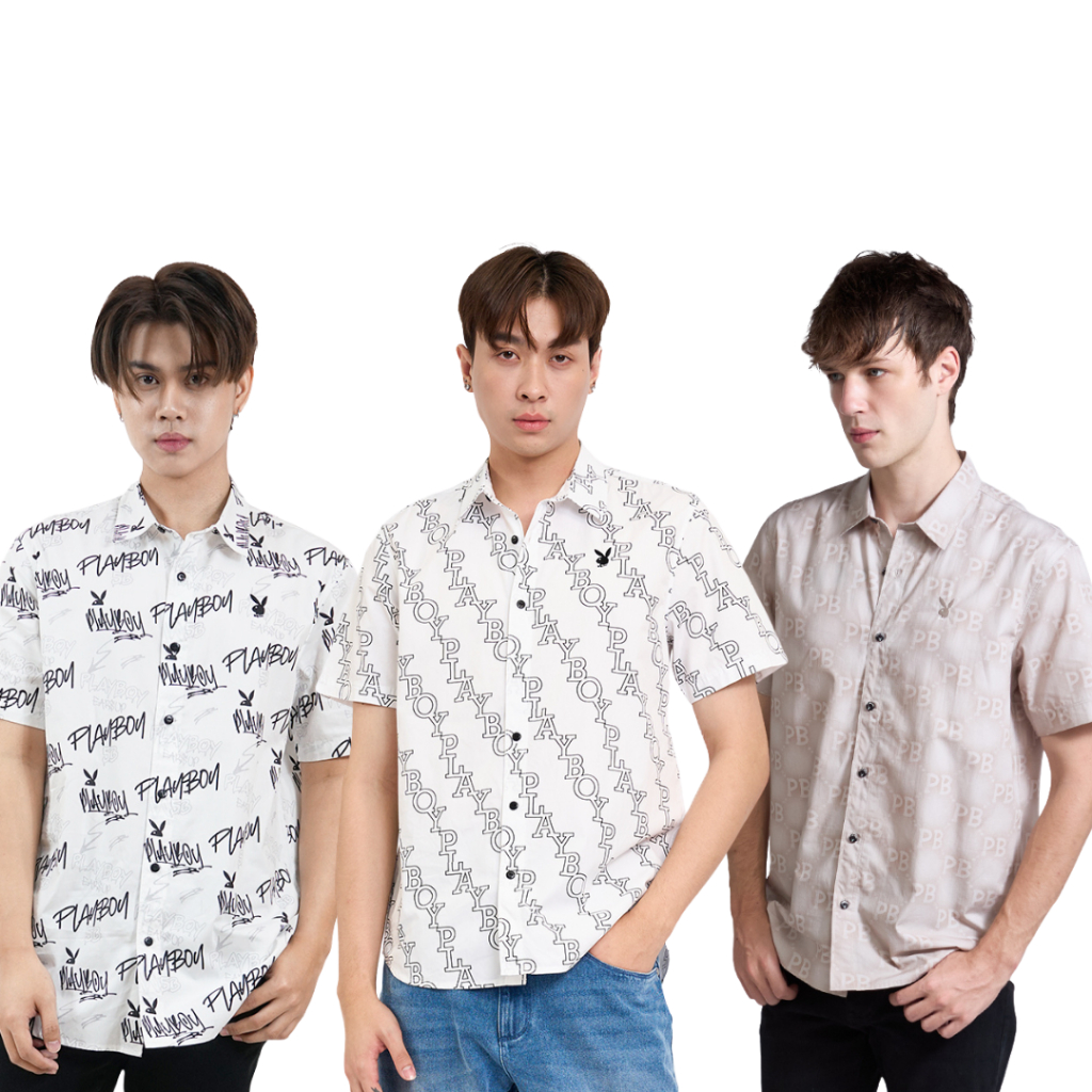 PLAYBOY เสื้อเชิ๊ตมี 3 แบบให้เลือก P1MT255SS088 P1MT255SS089 P1MT255SS087