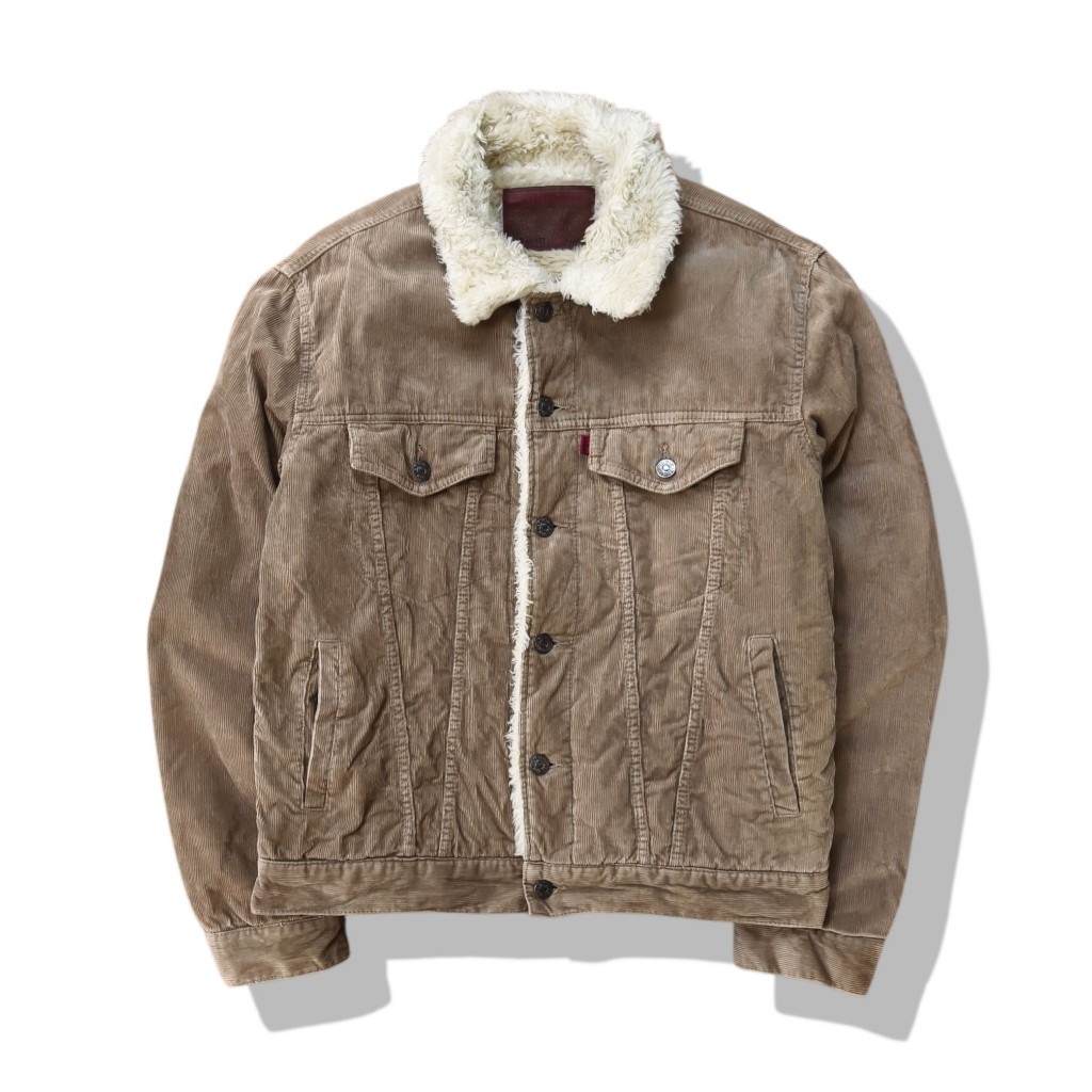 Edwin Brown Sherpa Corduroy Jacket มือสอง รอบอก 44”