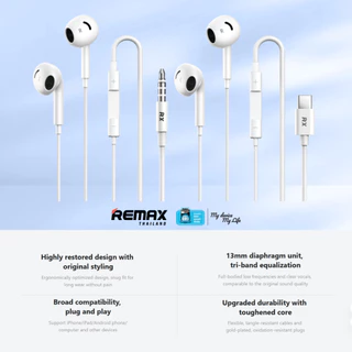 Remax Small Talk RM-06 / RM-06a - หูฟังมีสาย สำหรับ Type-C / AUX 3.5 mm. เสียงคมชัด มีไมค์ในตัว