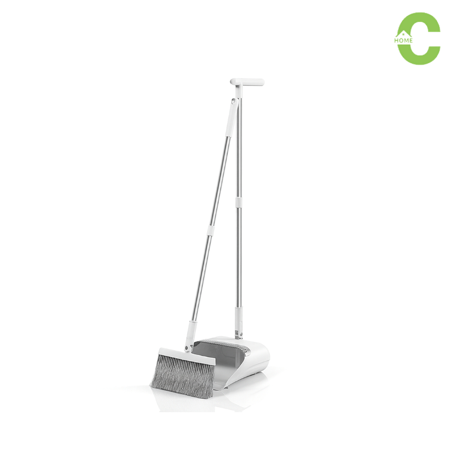HOMEC ไม้กวาดพร้อมที่ตักผง ชุดไม้กวาดพร้อมที่โกยผง Broom set หมุนได้ 180° พับได้ป้องกันฝุ่นกระจาย กำจัดฝุ่นได้ทุกมุม