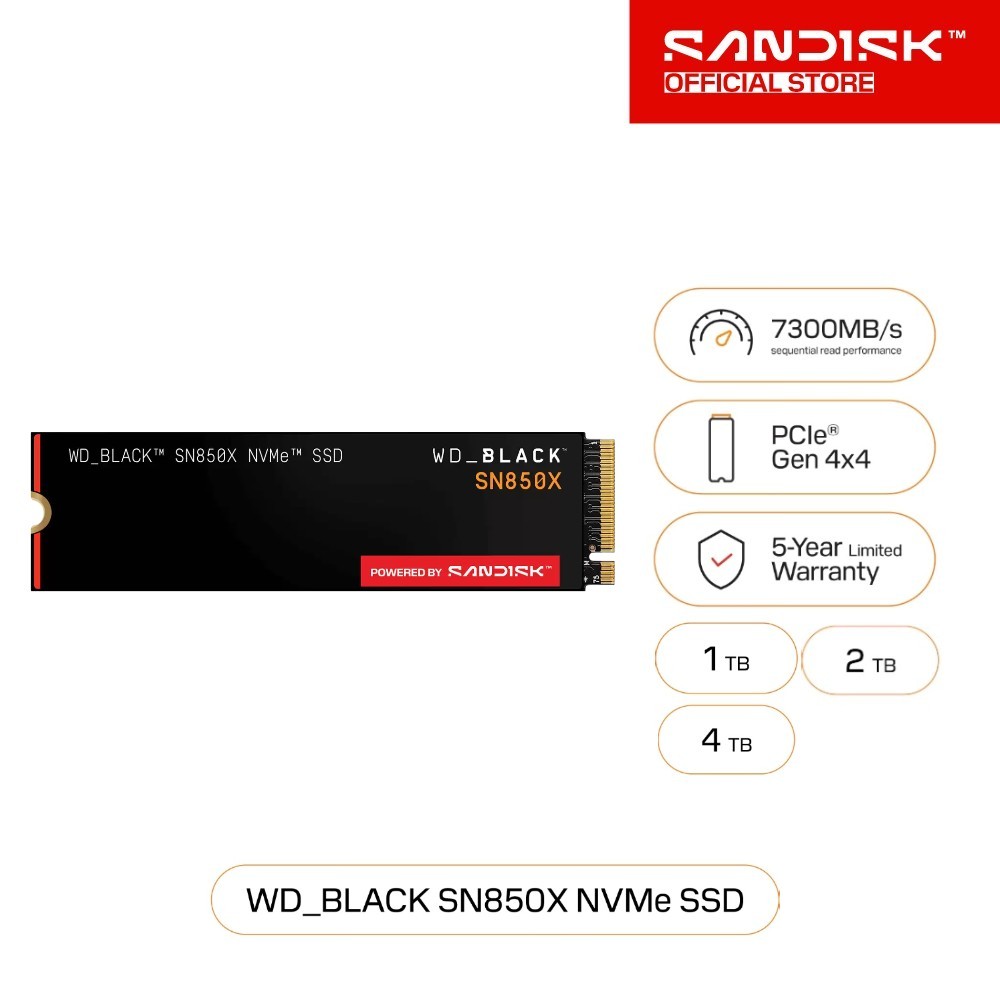 WD_BLACK SN850X NVMe™ SSD - 1TB 2TB 4TB, Without Heatsink