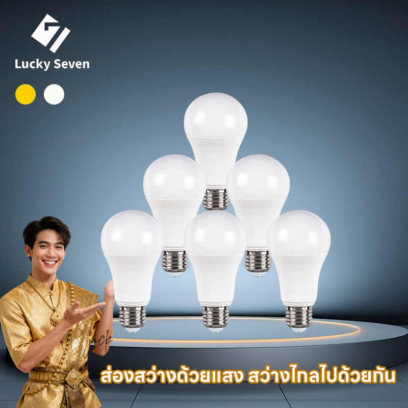 ✨รุ่นใหม่2026✨ แพ็ค 10 ชิ้น ยิ่งคุ้ม หลอดไฟ LED แสงไฟสีขาว ทรงกลมขั้ว E27 AC 220V~50Hz 24W 18W 15W 12W 9W 7W 5W 3W