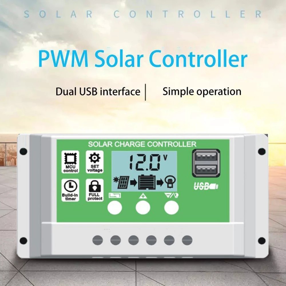 ECGSOLAX โซล่าร์ชาร์จเจอร์ 40A/60A/80A/100A Solar Charge Controller คอนโทรลเลอร์ จอLCD Dual USB