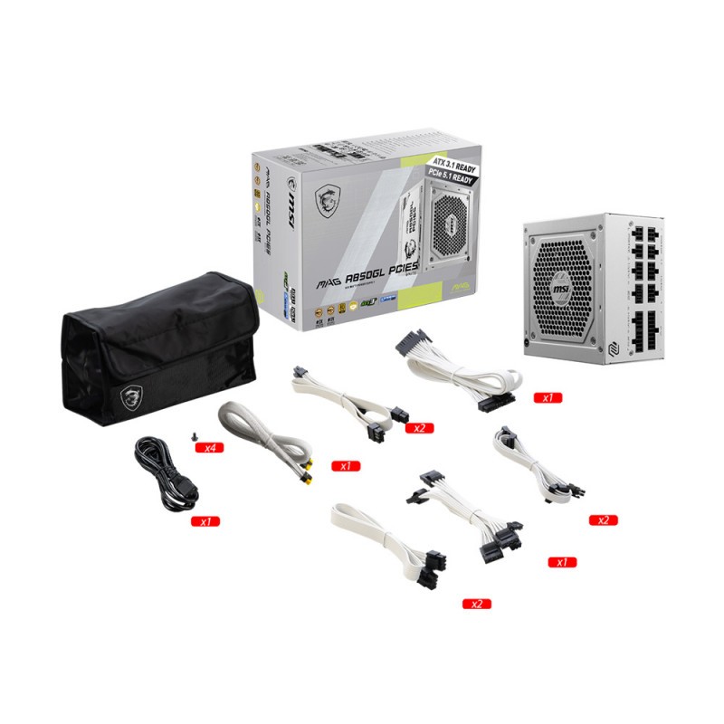 MSI MAG A850GL PCIE5 850W 80+ GOLD WHITE Full Modular (7Y)