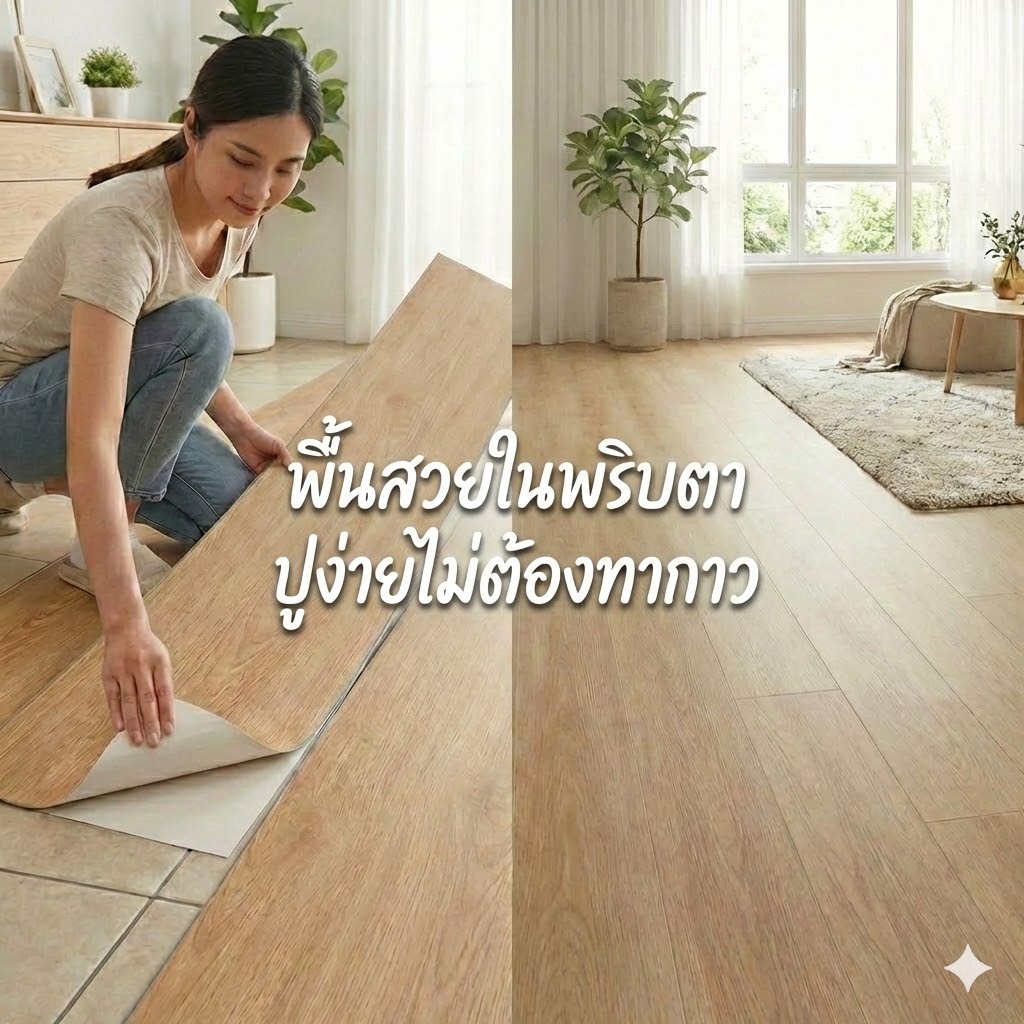 Homeplus 🏡Homeplus [ส่งจากไทย] กระเบื้องยางกาวในตัว ลอกออกไม่ทิ้งคราบ เหมาะสำหรับหอพัก/คอนโด กันปลวก