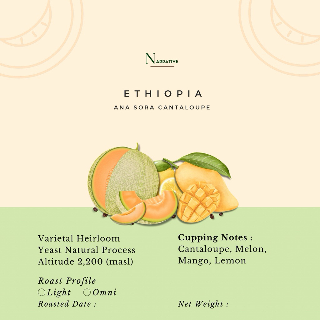เมล็ดกาแฟ Ethiopia Ana Sora Cantaloupe