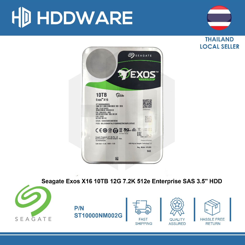 Seagate Exos X16 10TB 12G 7.2K 512e Enterprise SAS 3.5'' HDD // ST10000NM002G // 2MU203-002