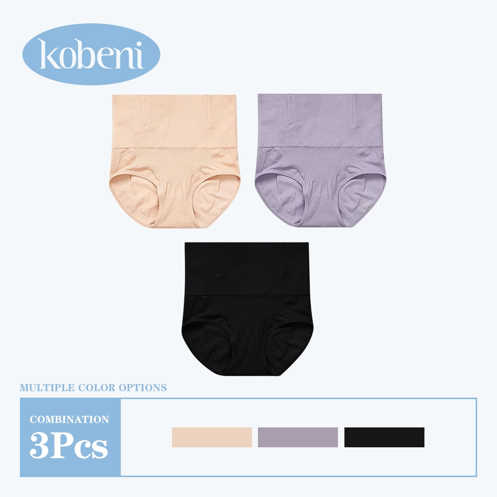 ⭐KOBENI⭐【แพ็ค 3ตัว】กางเกงในผู้หญิง เอวสูงไร้ตะเข็บ กระชับสัดส่วน ยกก้น กางเกงในเก็บพุง ขนาด M-XXL