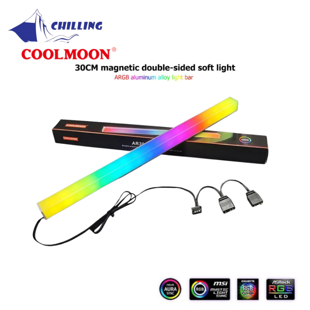 COOLMOON ไฟแต่งคอม 30CM ARGB Light Strip แถบไฟ LED RGB แม่เหล็ก Aluminum Alloy สำหรับเคสคอมพิวเตอร์