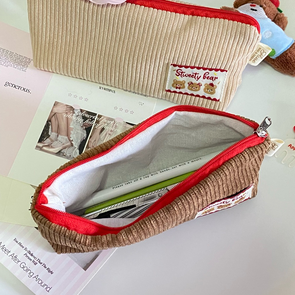 กระเป๋าดินสอ ป้ายลายหมีสุดน่ารัก ใส่เครื่องเขียน รุ่น Sweety bear    flure.bags ราคา ถูกที่สุด ดีลบีเคเค แกลเลอรีภาพที่ 6
