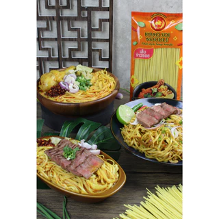 เส้นข้าวซอยเหลือง 500 กรัม ตรากระต่าย - Khao Soi Noodles (Yellow) เส้นเหนียวนุ่ม ไม่ใส่วัตถุกันเสีย สินค้าเจ