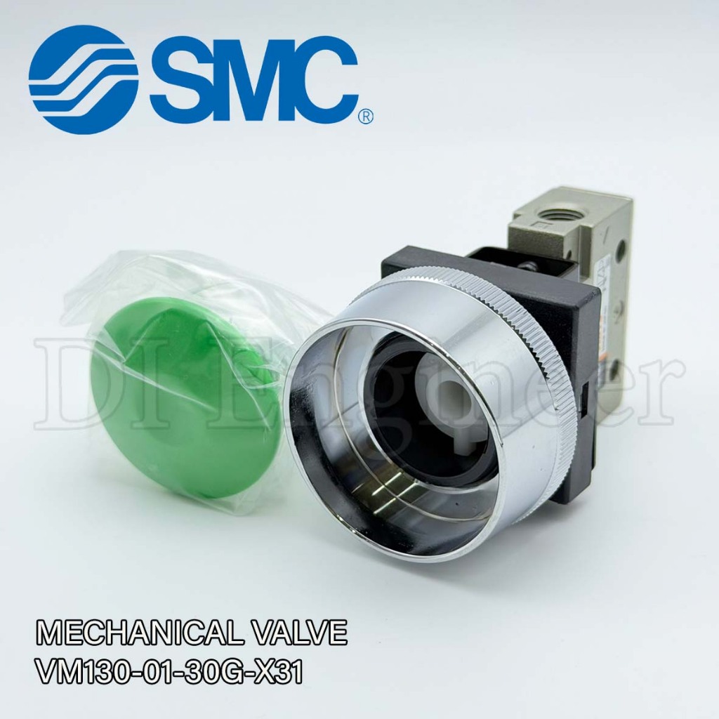 SMC MECHANICAL VALVE ,Push Button (Mushroom) ปุ่มกดวาล์วนิวเมติกส์VM130-01-30G-X31(สีเขียว),VM130-01
