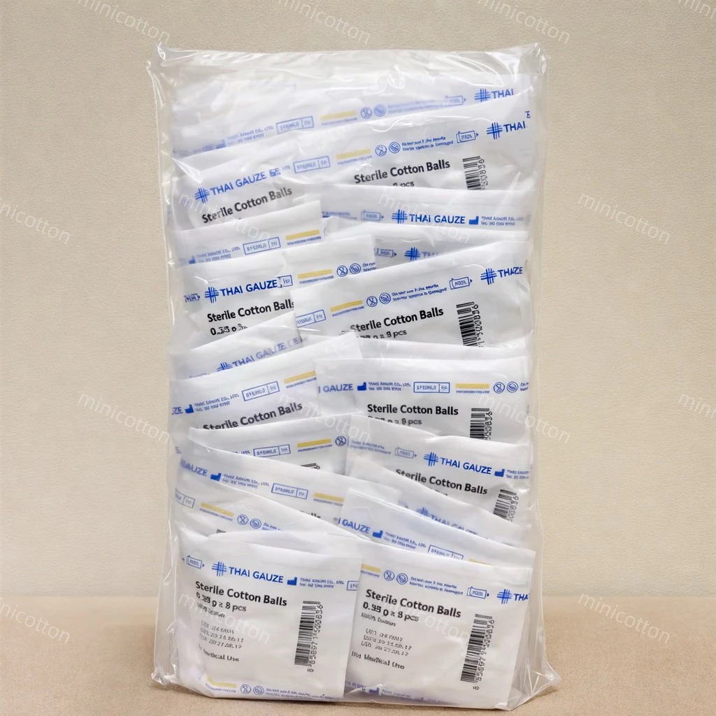 สำลีก้อนสเตอร์ไรด์ Thai Gauze 5 ก้อน/ซอง สำลีก้อน ขนาด 0.35 g. (ยกแพ็ค25ซอง)