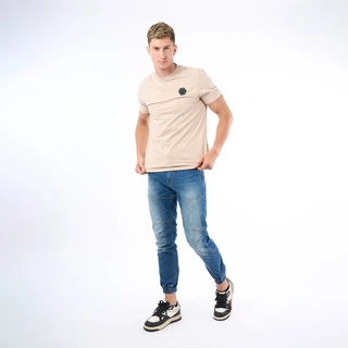 DAVIE JONES [BE FEARLESS] เสื้อยืดผู้ชาย Logo Regular Fit T-Shirt สีดำ ขาว กากี LG0153