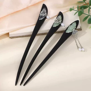 ปิ่นปักผมไม้หยกลายดอกบัว ปิ่นปักผมจ้าวลู่ซือ พร้อมส่ง