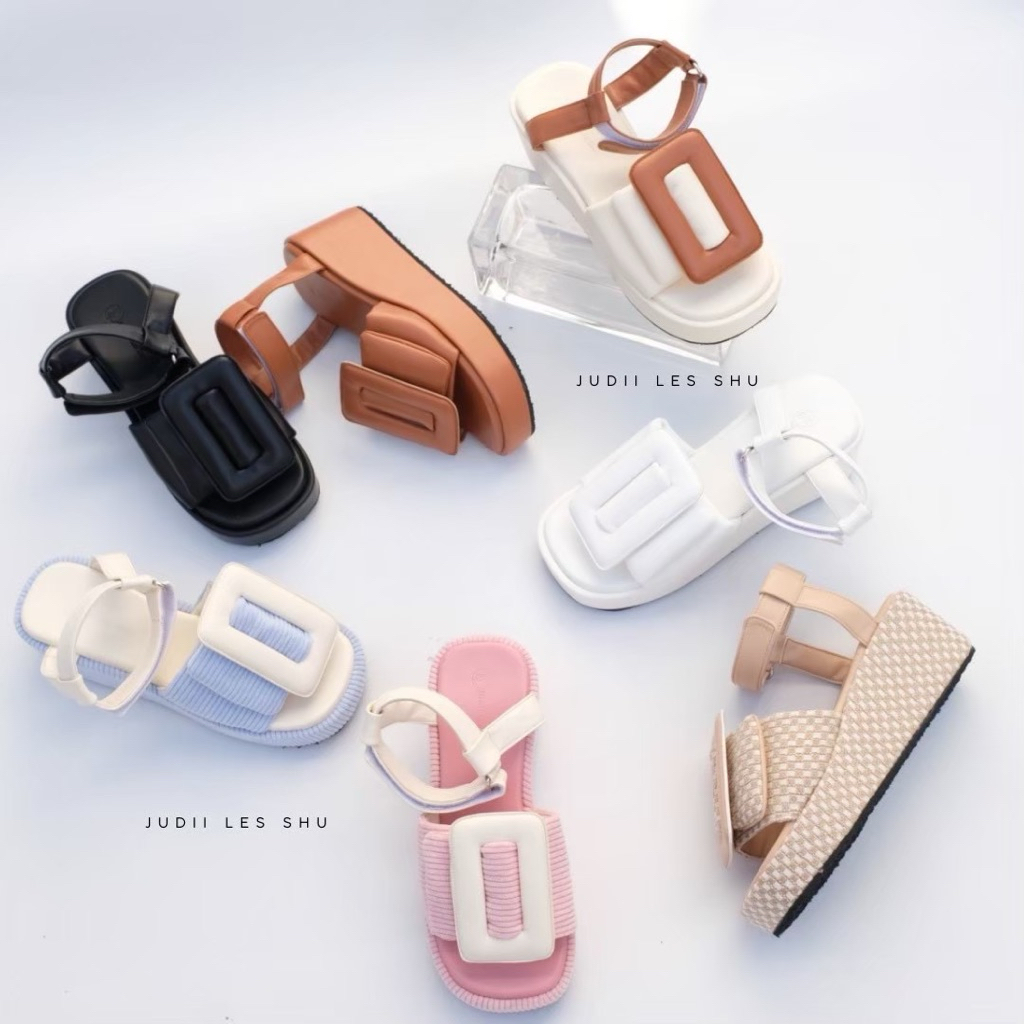 JUDII LES SHU รุ่น Puffy Size 34-42 รองเท้าส้นตึกเข็มขัด รัดส้น นุ่มx3 ฟองน้ำฟูทั้งคู่