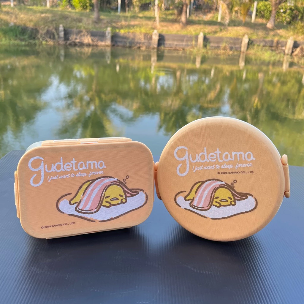 กล่องกลมและกล่องเหลี่ยมลายไม้Gudatama